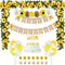 33 Pieces Sunflower Party Supplies, Happy Birthday Banner, Big Cake Topper, Yellow Sunflower Cupcake Topper, Garland