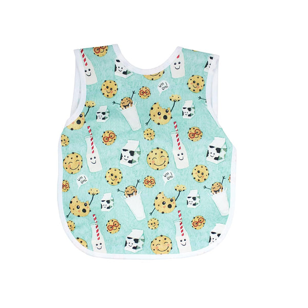 BapronBaby Cookies & Milk Bapron - No Neck Tie Safer Bib for Baby & Toddler (Soft Waterproof Stain Resistant; Machine