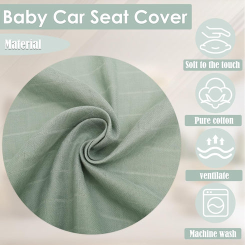NEMTMCUA 2 Pcs Baby Car Seat Cover, Breathable Cotton Baby Carrier Cover, Newborn Essentials Must Haves, Baby