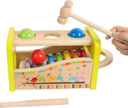 Hammer Set 1 TOWO Wooden Ball and Xylophone - Mallet and Pegs Pound a Ball Tap Bench- Toys for Babies Year Old Baby Boy