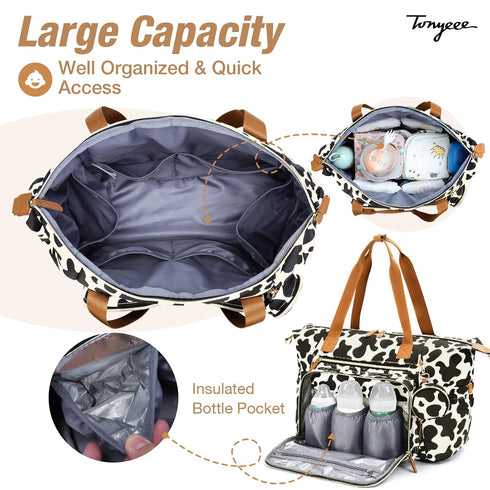 Diaper Bag Tote, Large Baby Diaper Bags for Travel, Hospital Bag for Labor Delivery with Pacifier Case, Changing Pad