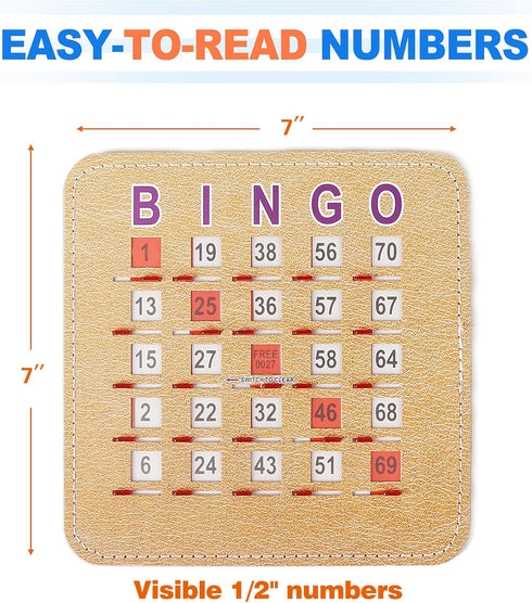 25-Pack 5-Ply GSE Games & Sports Expert Reusable Bingo Shutter Cards, Stitched Fingertip Jam-Proof Bingo Game Cards