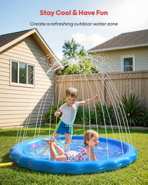 1-3, 67" Summer 2 QPAU Splash Pads for Toddlers Durable Baby Splash Pad, Outdoor Sprinkler for Kids Toddler Toys, Water