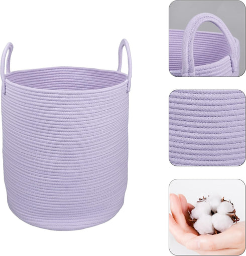 XUANGUO Rope Laundry Basket Hamper for Clothes Woven Storage Basket for Living Room Bedroom Boho Tall Rope Baskets