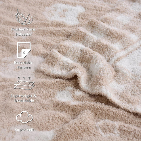 30x40 Inch Beige Teddy Bear Baby Blanket Soft Knitted Plush Throw, Nursery Essentials for Newborn Boys Girls Toddler