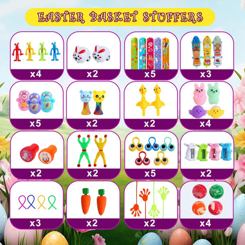 QATITP 600 Pcs Easter Basket Stuffers for Kids Party Favors,Easter Fillers,Fidget Toys,Bulk Easter Toys,Stocking