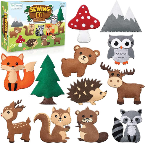Kids Woodland Animal Felt Sewing Kit, Educational Kids/Girls Crafts, Stuffed Animal Craft