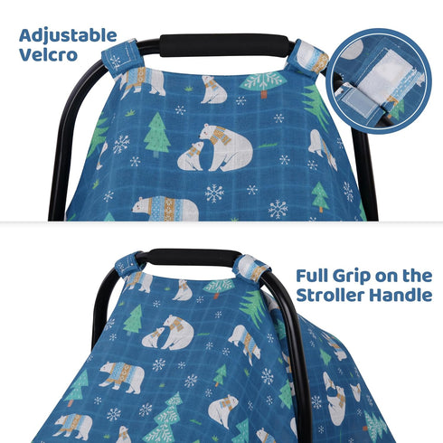 Summer Muslin Carseat Covers Baby, Rquite Car Seat Cover Baby, Lightweight Infant Carseat Canopy, Soft Breathable Baby