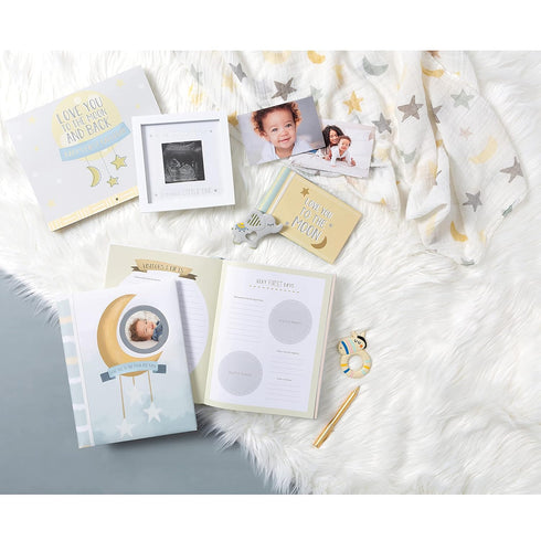 C.R Gibson Love You to The Moon Baby Swaddle Blanket - 100% Cotton, 40'' W x 40'' L