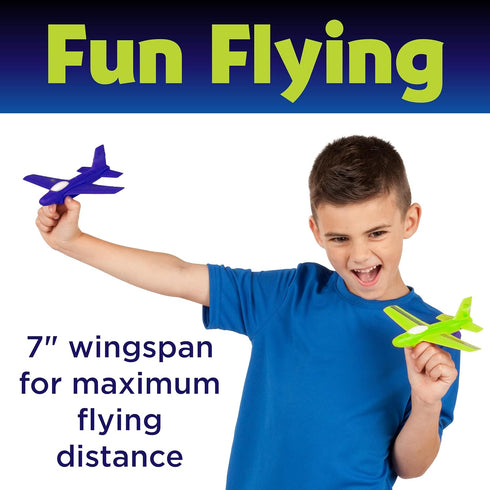 Creativity for Kids Stunt Squadron Glow-in-The-Dark Foam Fliers - Create 3 Foam Airplane Toys, STEM Kits for Ages 5-8+