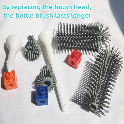 2 Pack Baby Bottle Cleaner Replacement Heads, for Bottle Brush and Nipple Brush, Compatible with Electric Bottle Brush Set, Travel Bottle Brush Set and Silicone Bottle Brushes,Grey by soarup90000
