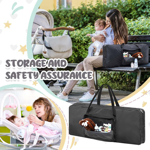 Huhumy 35.8 15.4 4.5 Inches Bouncer Cover x x Transport Bag for Bouncer Black Infant Bouncy Seat Travel Bag Double