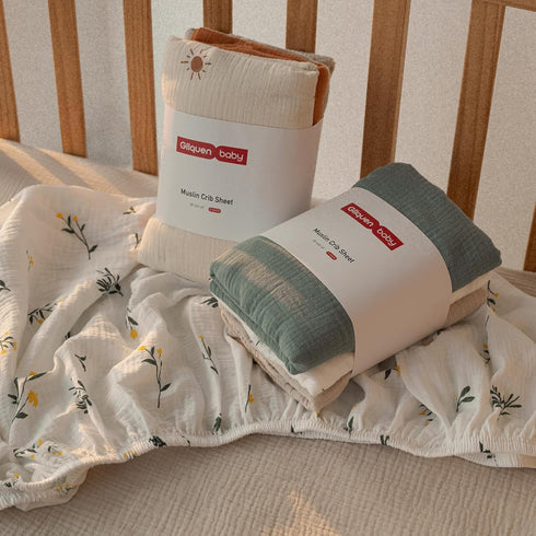 3 Pack, Pack Cozy Pack 38"x26" Gllquen Baby Muslin Mini Crib Sheets Breathable and Play Sheets Fitted Soft Cotton N