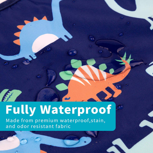3 Pcs Long Sleeved Bib Set, Baby Waterproof Bibs with Pocket Bundle, Toddler Bib with Sleeves and Crumb Catcher
