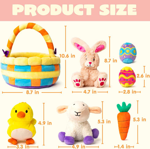 JOYIN 7 Pcs Plushies Playset for Easter Basket Stuffers Toys - Party Favors for Kids of All Ages