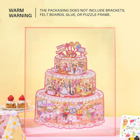 Birthday Irregular Puzzles for Adults - MOMIBOOK 481 Pieces Birthday Cake Cabin Jigsaw Puzzle