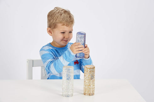 TickiT Sensory Glitter Storm - Set of 3 Calming Glitter Tubes in Blue, Silver, Gold for Stress Relief