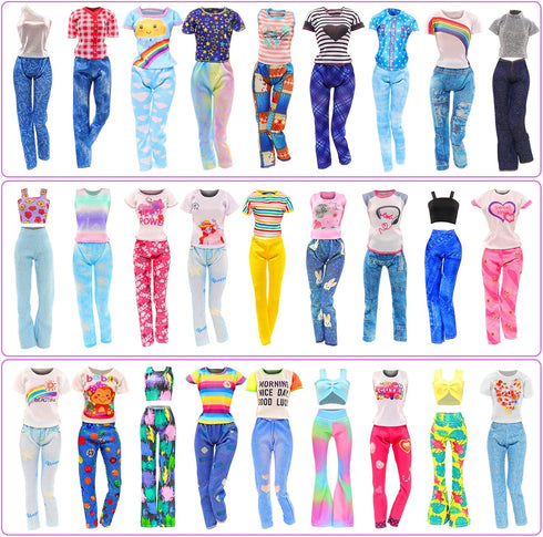 BARWA 70 Pack Doll Clothes and Accessories, 3 Wedding Gowns, 5 Long Dresses, 4 Tops, 4 Pants, 3 Swimsuits