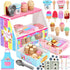 INNOCHEER Ice Cream Toy, Wooden Ice Cream Play Set, Pretend Play Kitchen