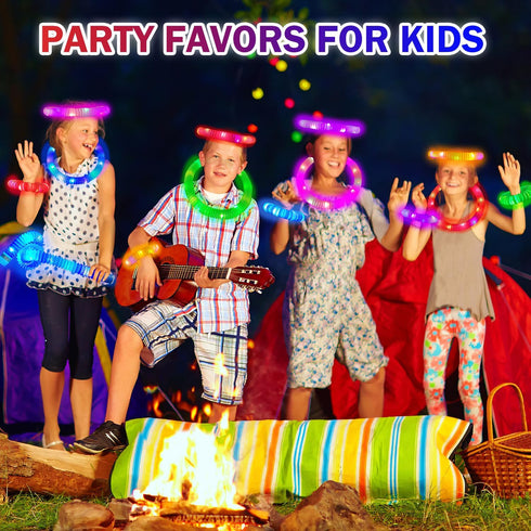 36 4th Glow Sticks Camping Toys Gifts for Kids PCS, Light up Pop Tube Bracelet Necklace for Toddlers, Glow in the Dark