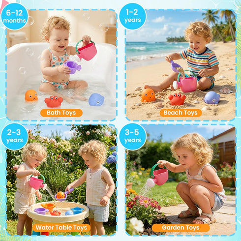9 1-3, 2-4 3 1 2 3 PCS Baby Bath Toys for Kids Ages Mold Free Toddler Bath Toys for with No Hole Squeezing Marine