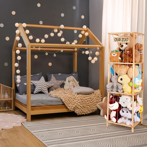 ACEPRUT ACE PRODUCT 52.3"x16.5", ACEPRUT Large Stuffed Animal Storage Natural Pine Wood Stuffed Animal Organizer Holder