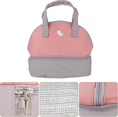 Portable Breast Milk Storage Bag Insulated Milk Bottle Organizer with Cooler Gray Pink for Nursing Moms Travel