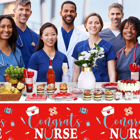 173 2026 24 Set Zubebe Pcs Nurse Graduation Party Supplies Serve Guests Congrats Nurse Banner Dinner Dessert Plates