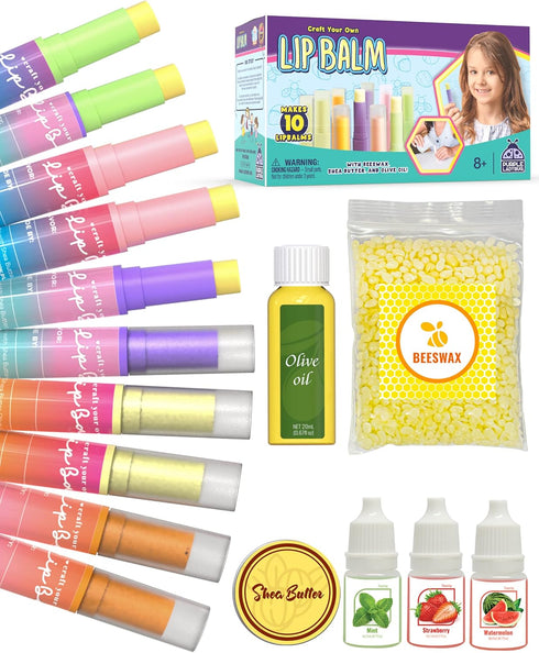 Lip Balm Making Kit for Girls - Natural Ingredients, Cool Birthday Gifts for 10 Year Old Girls, Skin Care for Kids