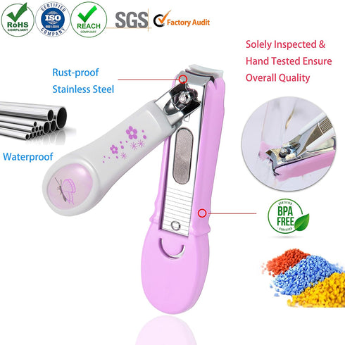 Trimmer PAFASON Baby Safety Nail Clipper Cutter with Nail Catcher and Baby Glass Nail File, Czech Float Glass