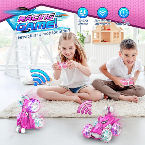 Excitobo 360 2.4GHz 4WD 3 4 5 6 7 8 3-8 Remote Control Car, flips Fast Stunt Rechargeable Double Sided RC Car Toys