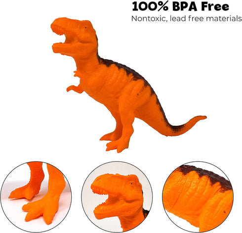 Prehistoric Dinosaur Playset – 45 Assorted Plastic Animal Figures with Storage Container for Kids