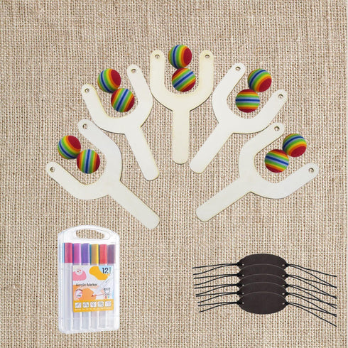 W WANG-ONE 5 Pieces DIY Wooden Art Craft for Kids - Art Supplies Party Birthday Gift Favors for Boys and Girls