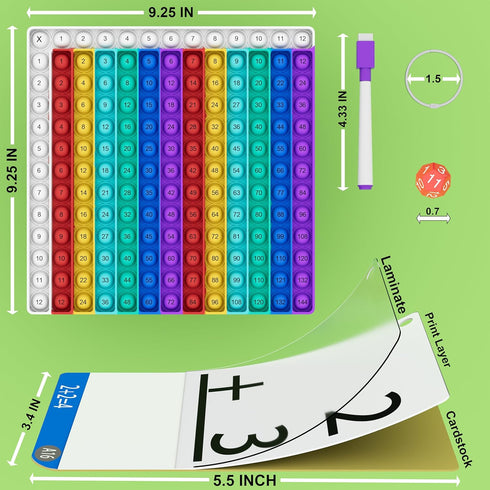COOVA Math Games for Kids - Flash Cards for Kids - Pop it Practice with Addition, Subtraction, Multiplication
