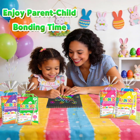 36 Pack 3-12, Scratch Paper Art Party Favors for Kids: Rainbow Scratch Notebook, Goodie Bags Stuffers Coloring Books