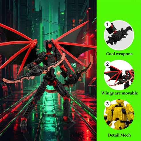 KAMOVNY T13 3D 2PCS Set, 3D Action Figures Pre-Assembled Multi-Jointed Robot with Interchangeable Parts, Printed