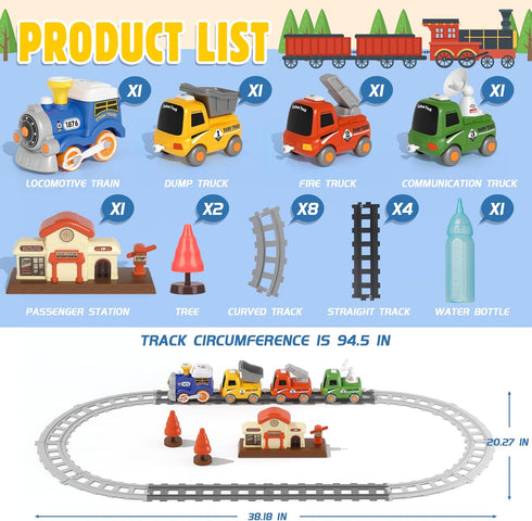 Set Set MORECOLL Train for Toddlers w/Steam, Music & Lights - First Choo Choo Train for Toddlers, Electric Train