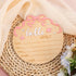 Penitue Hello World Newborn Name Sign, Wooden Pink Bow and Flower Baby Birth Announcement Board Newborn Welcome Sign