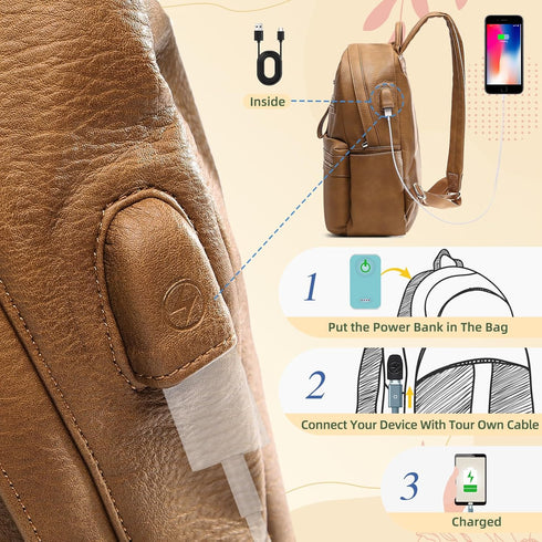 Backpack 7 2 miss fong Small Diaper Bag for Travel Leather Diaper Bag Baby Diaper Bag with Pockets with USB Charger
