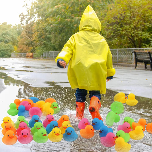 Ensbelei 50Pcs Summer Mini Rubber Duck Bath Toys, Multicolor Bath Ducks Bulk Float Duck Baby Bath Toy for Shower