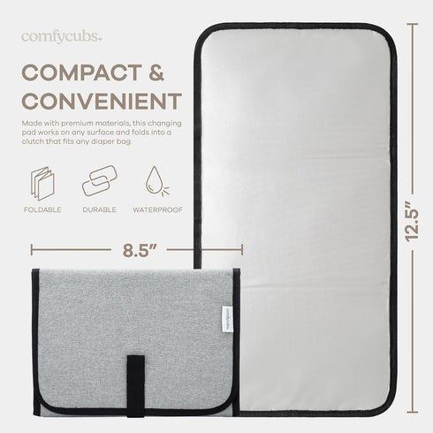 Pack 3 Comfy Cubs Muslin Swaddle Blankets of and Baby Changing Pad Compact Size Bundled