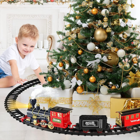 Set, Set 3 4 5 6 7 8+ Shemira Christmas Train Train Toys for Boys Girls,Toy Train with Light Smoke and Sound, Steam
