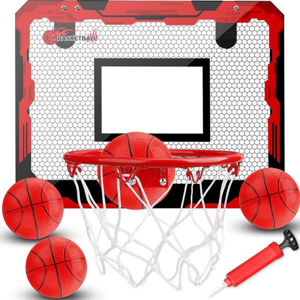 Indoor Basketball Hoop Set for Kids Adults, Pro Mini Basketball Hoop for Door Wall with 4 Balls Toy Gift for Boys Girls.