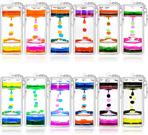 Dynamic Liquid Timers Key Chain Set, Colorful Motion Bubbler Timekeeper Keychains, Liquid Hourglass