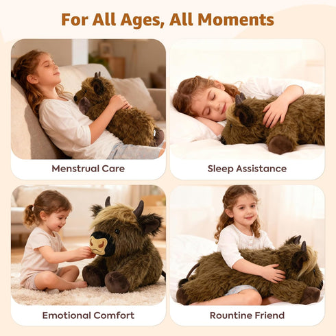 20 inch Onsoyours Original Weighted & Heatable Highland Cow Stuffed Animals, Microwavable Plushies for Stress Relief
