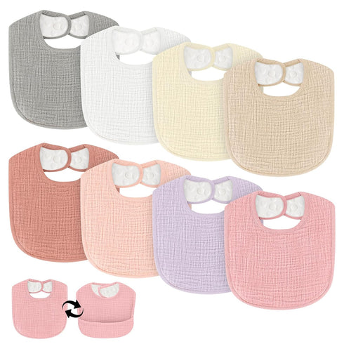 COMFYROLL Drool Bibs for Baby Girls & Boys, 8 Pack Baby Muslin Bibs