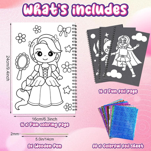 Art & Craft Activity, Foil Fun Dress Up DIY Art Kits, No Mess Creative Foil Art Kits Set for Kids Birthday Gifts