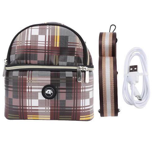 MOTOULAX Insulated Baby Bottle Bag Canvas USB Heated Breastmilk Storage Bottle Warmer Travel Bag with Shoulder Strap
