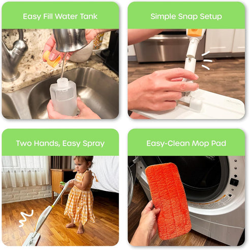 35 Set Quiggly Toddler Spray Mop Two-Handed Design for Ages with Real Water Sprayer Montessori Functional Cleaning Toy