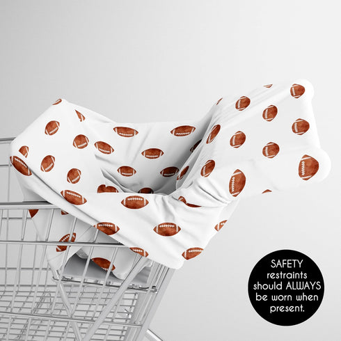 Sweet Jojo Designs Brown White Football Boy Infant Baby Car Seat Cover Nursing Breastfeeding High Chair Shopping Cart